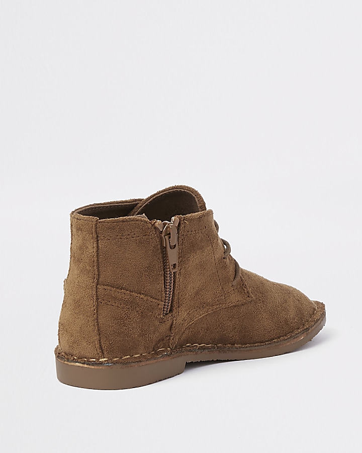 Boys brown faux suede desert boots