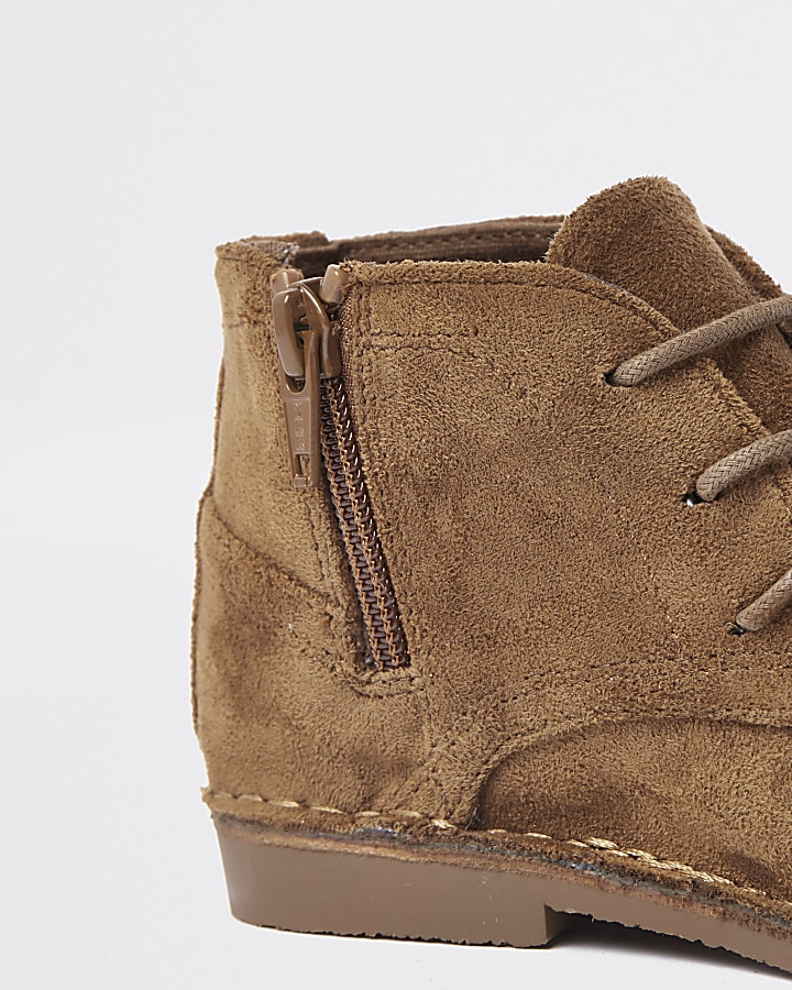 Boys brown faux suede desert boots