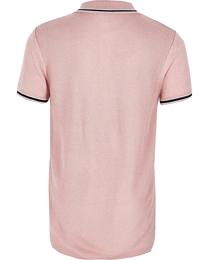 Boys pink pique polo shirt