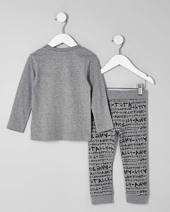 Mini boys grey ‘totally awesome’ pyjama set