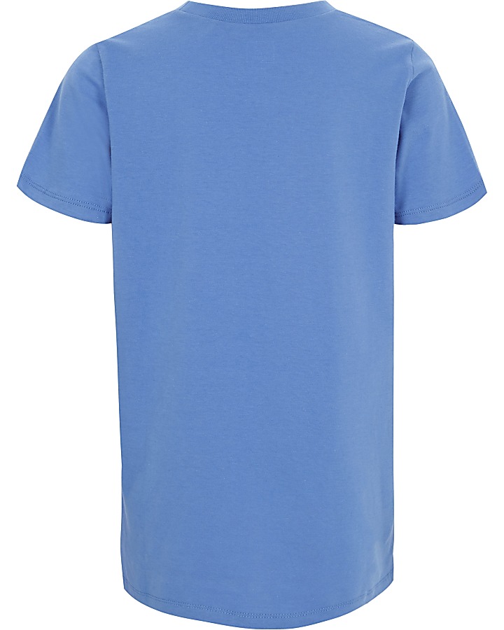 Boys blue floral print short sleeve T-shirt