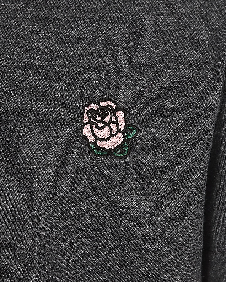 Boys grey rose embroidered T-shirt