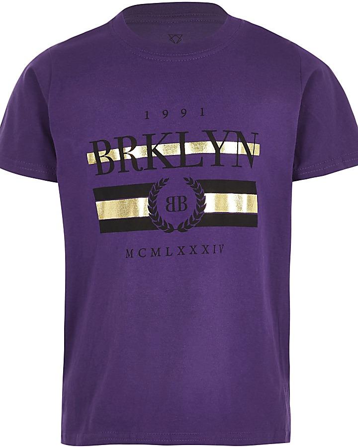 Boys purple ‘Brklyn’ short sleeve T-shirt