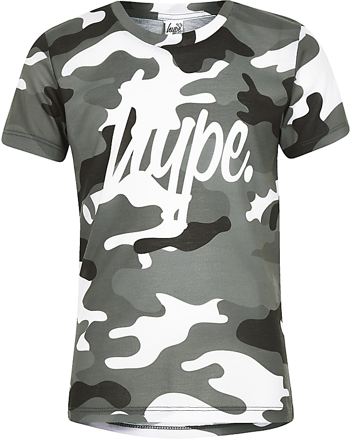 Boys Hype grey camo T-shirt