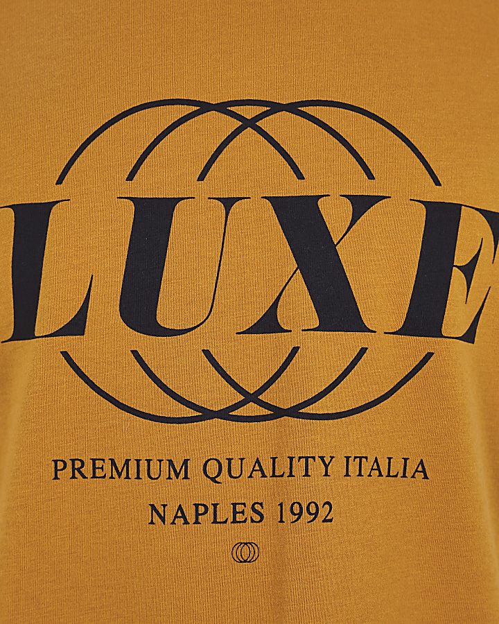 Boys yellow ‘luxe’ curved hem T-shirt