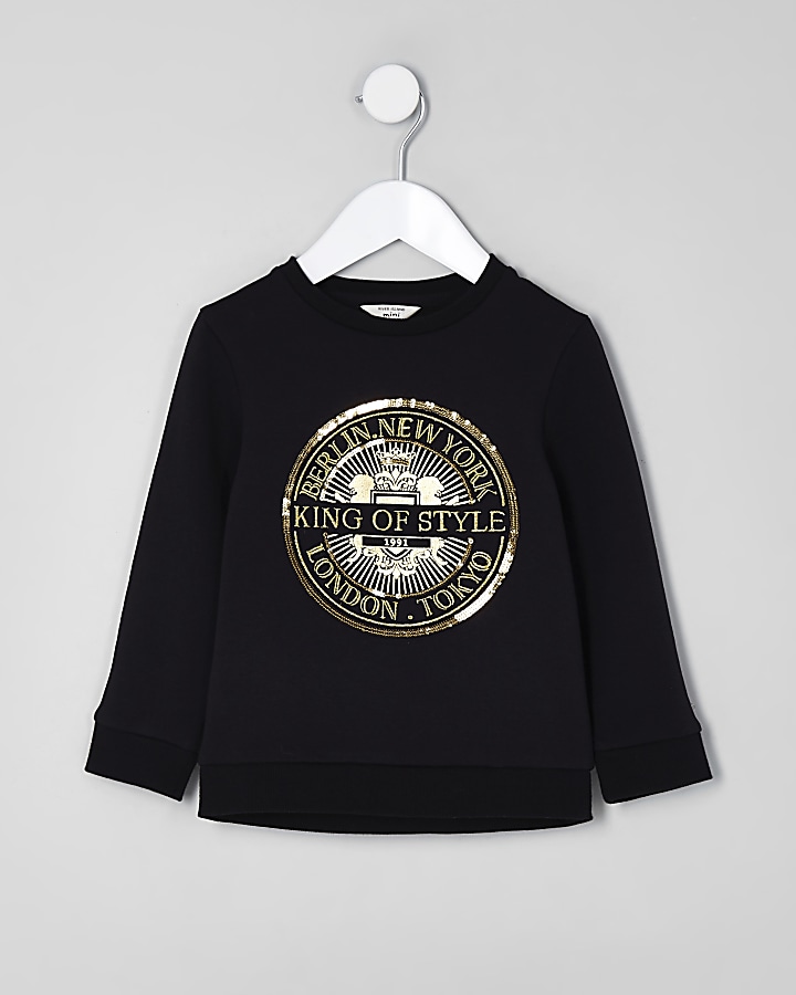 Mini boys black ‘King of style’ sweatshirt