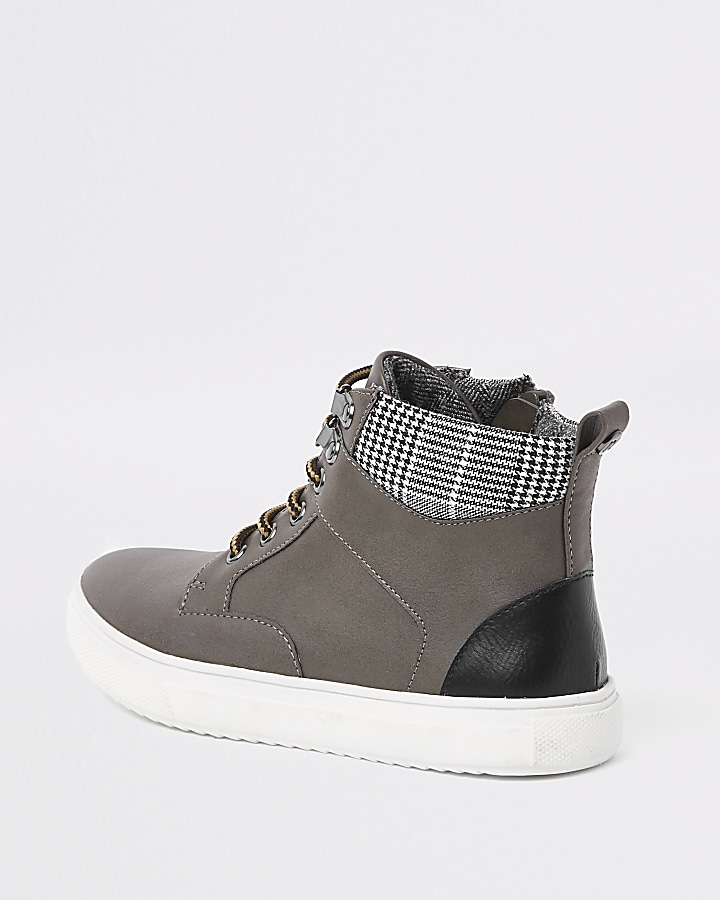 Boys grey lace-up ankle boots