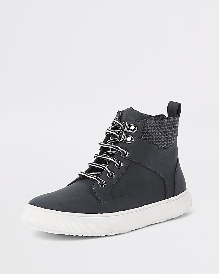 Boys navy lace-up ankle boots