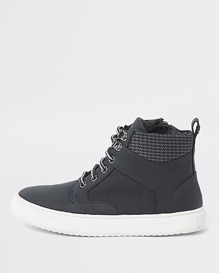 Boys navy lace-up ankle boots