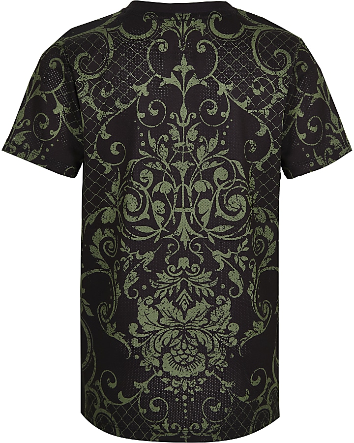 Boys khaki baroque print T-shirt