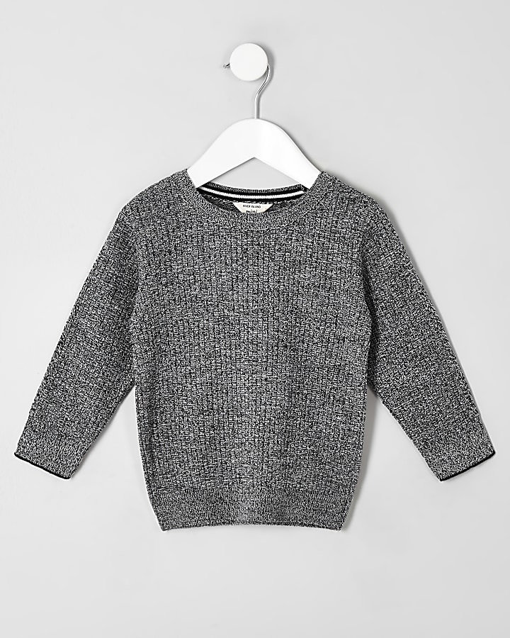 Mini boys grey knitted jumper