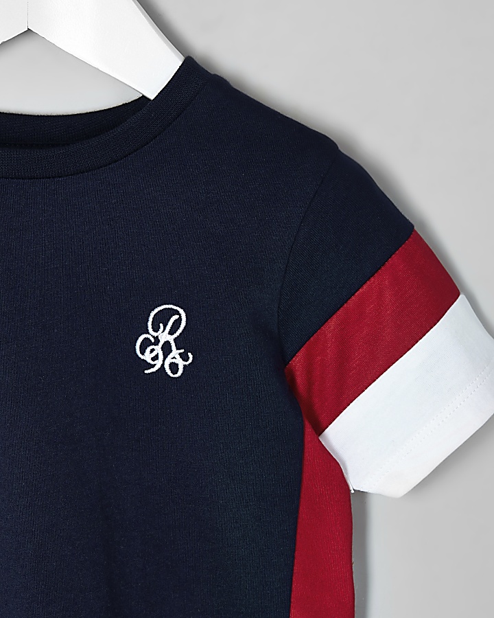 Mini boys navy block print T-shirt