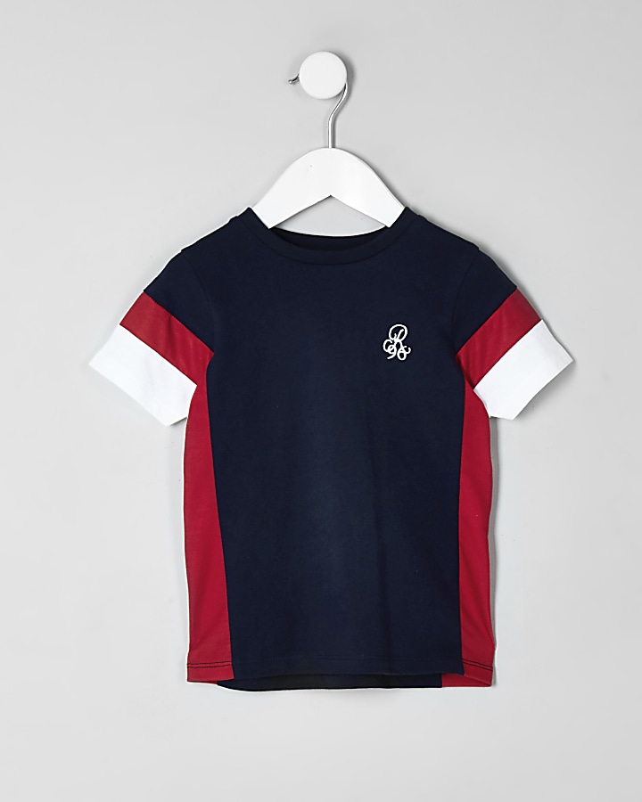 Mini boys navy block print T-shirt