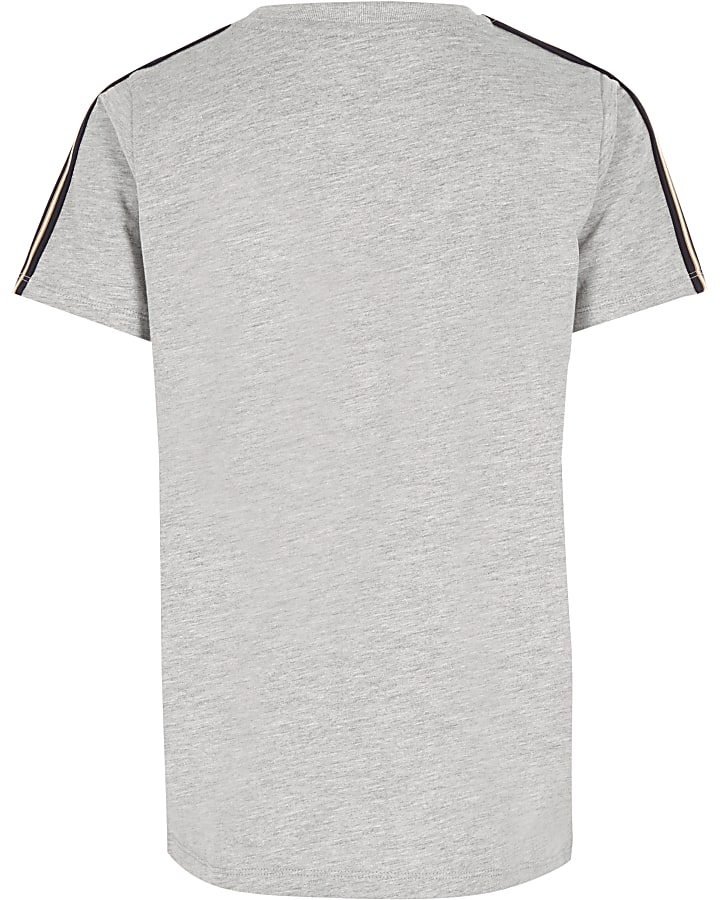 Boys grey tape sleeve T-shirt