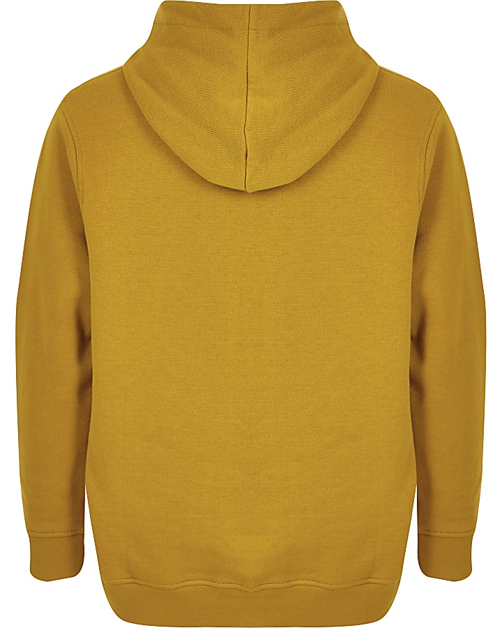 Boys yellow flock print hoodie