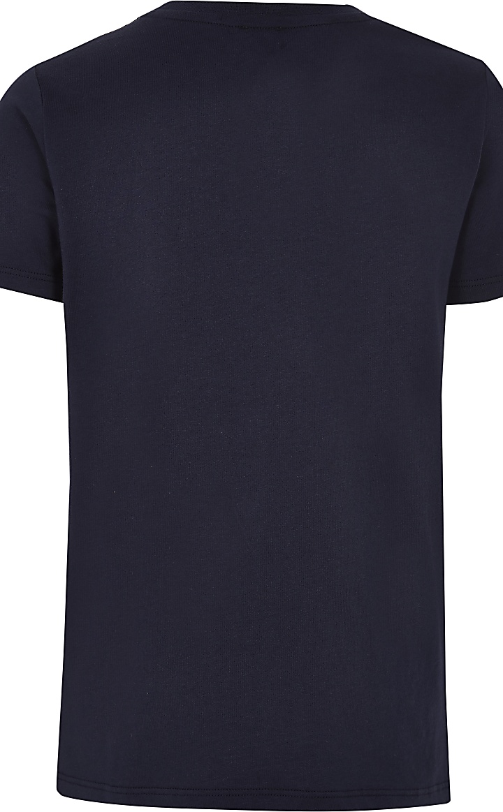 Boys navy 'devoted' front print T-shirt