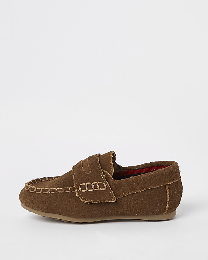 Mini boys light brown velcro loafers