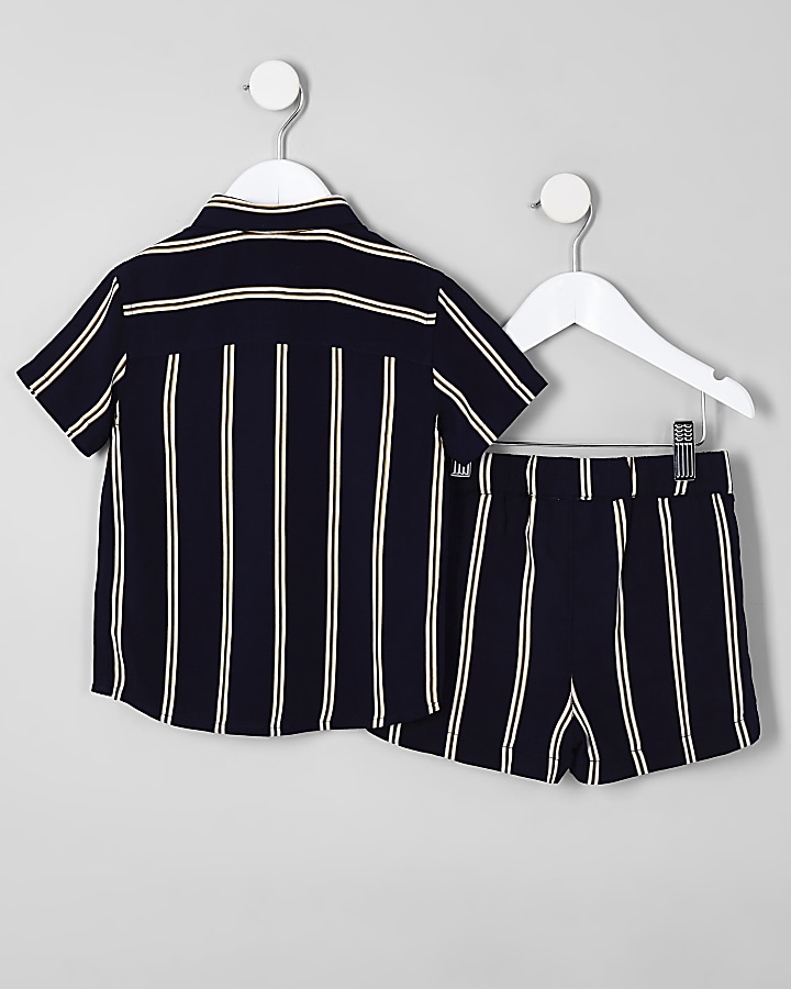Mini boys navy stripe short outfit