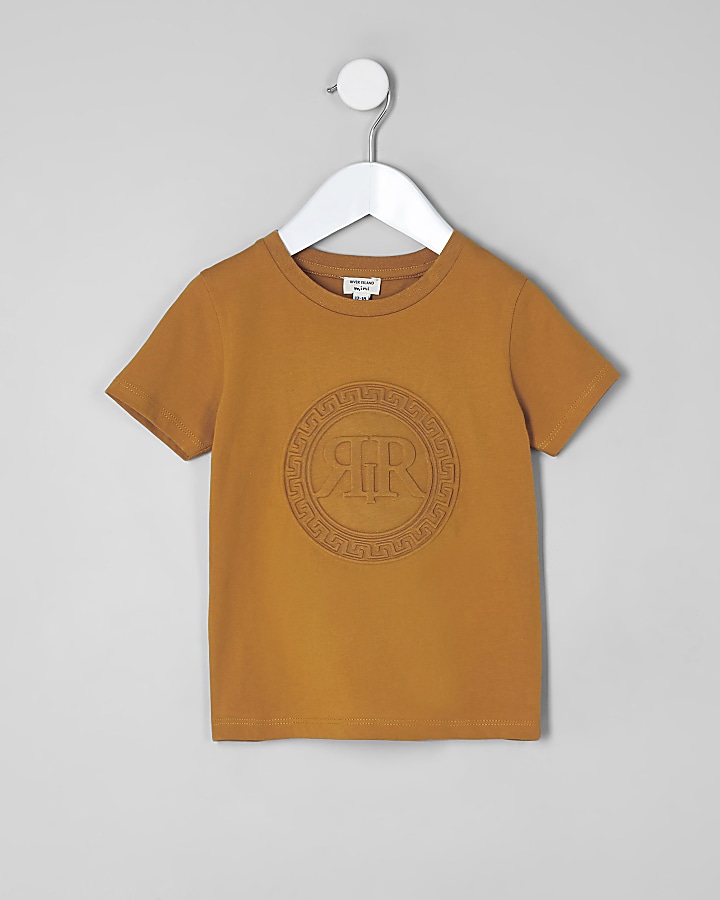 Mini boys orange RI embossed T-shirt