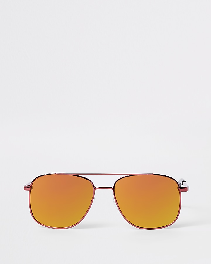 Boys red round aviator sunglasses