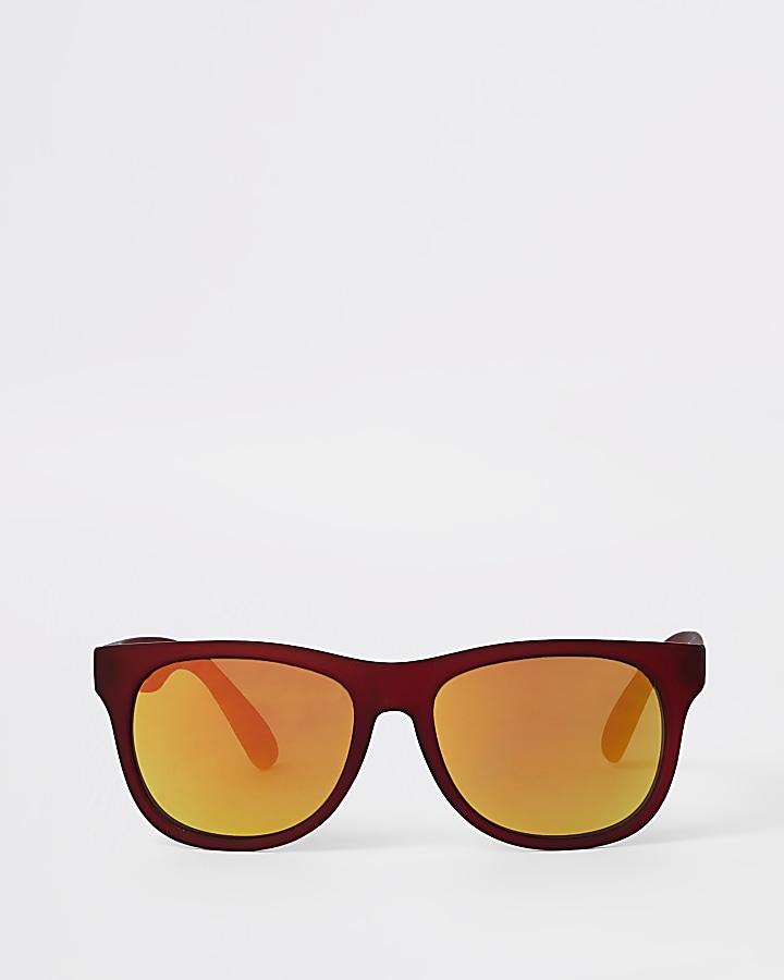 Boys red tinted lens retro sunglasses