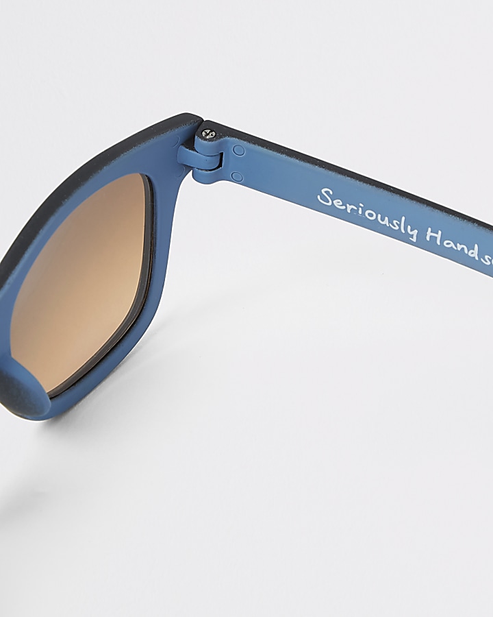 Mini boys black retro blue lens sunglasses