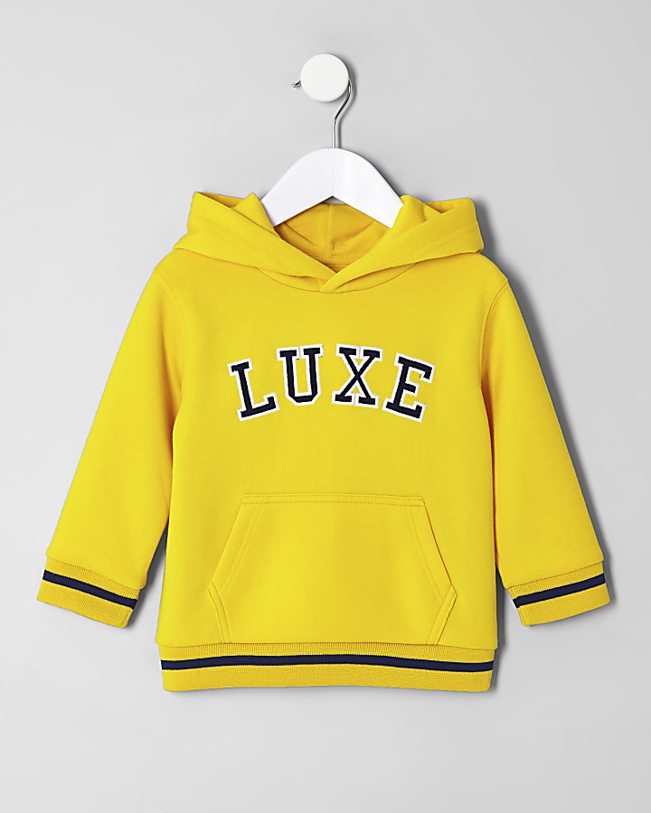 Mini boys yellow ‘Luxe’ hoodie