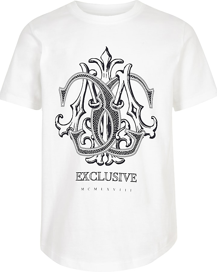 Boys white ‘Exclusive’ print T-shirt