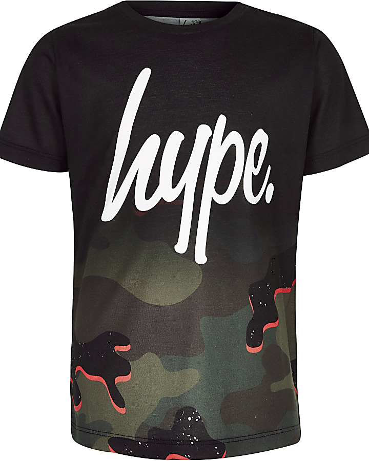 Boys black Hype camo print T-shirt