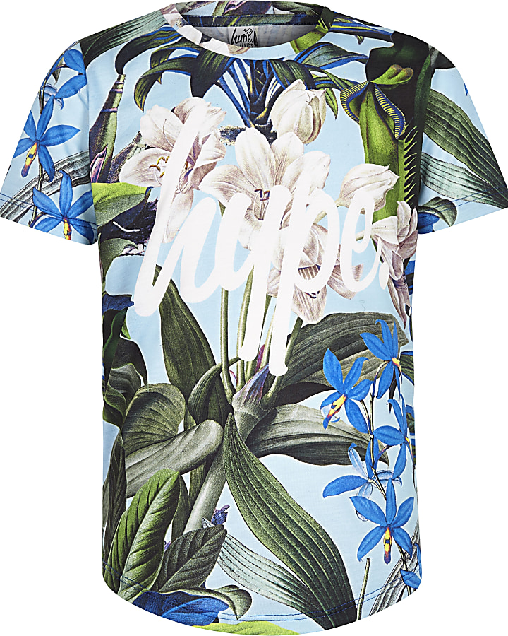 Boys blue Hype tropical print T-shirt