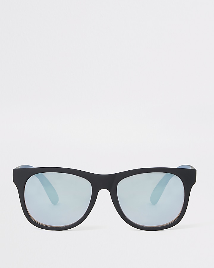 Boys black retro blue lens sunglasses