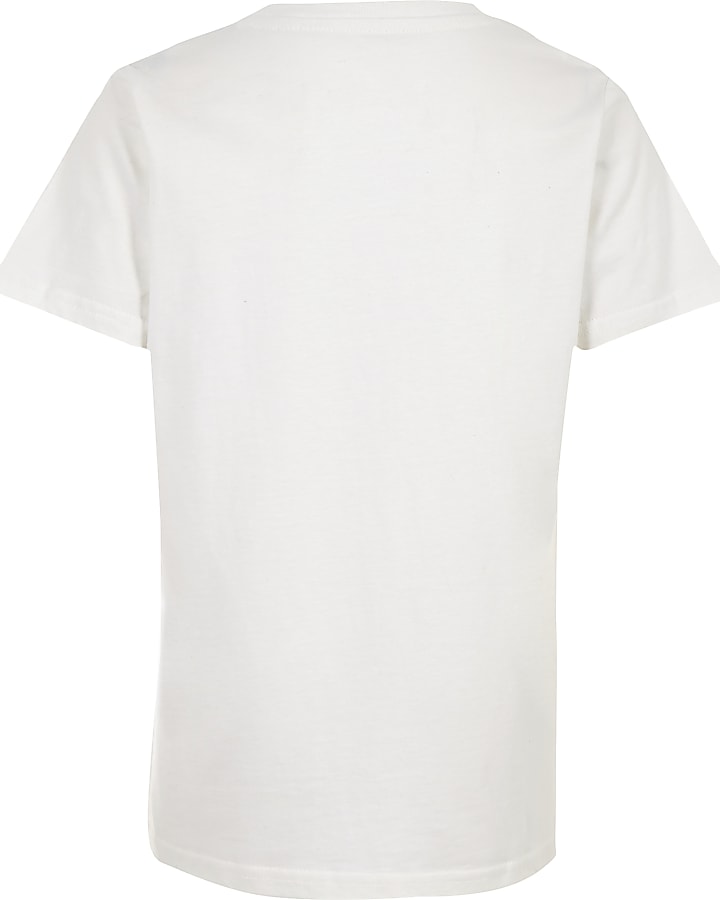 Boys white ‘Exclusive’ foil print T-shirt