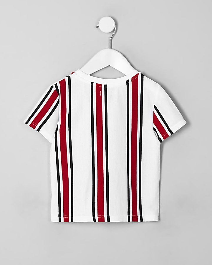 Mini boys white stripe T-shirt