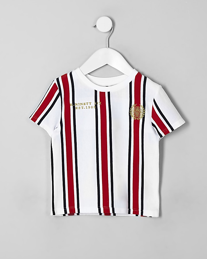 Mini boys white stripe T-shirt