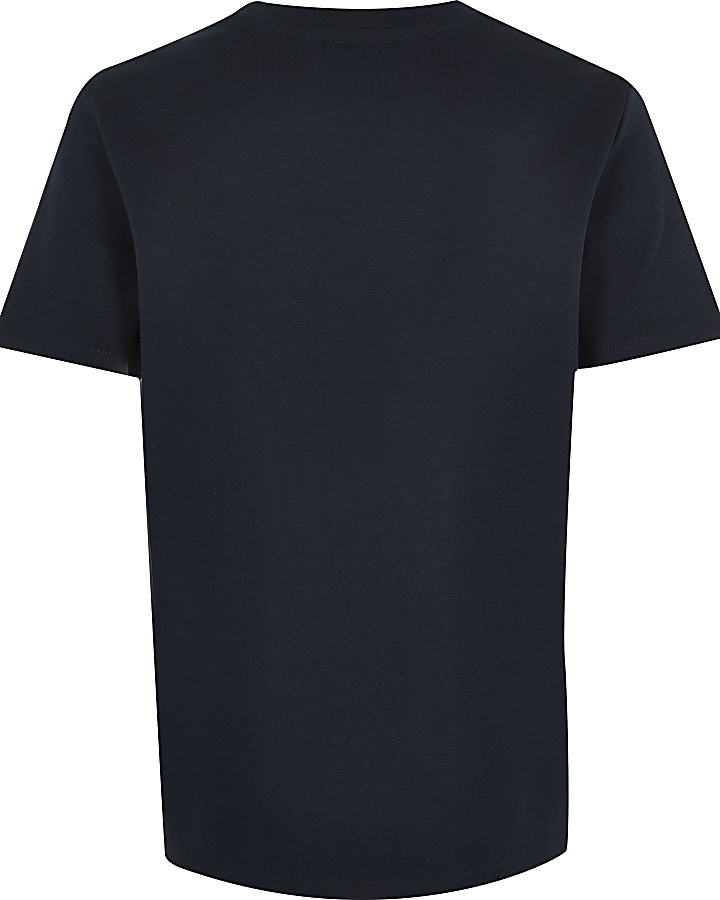 Boys navy colour block T-shirt