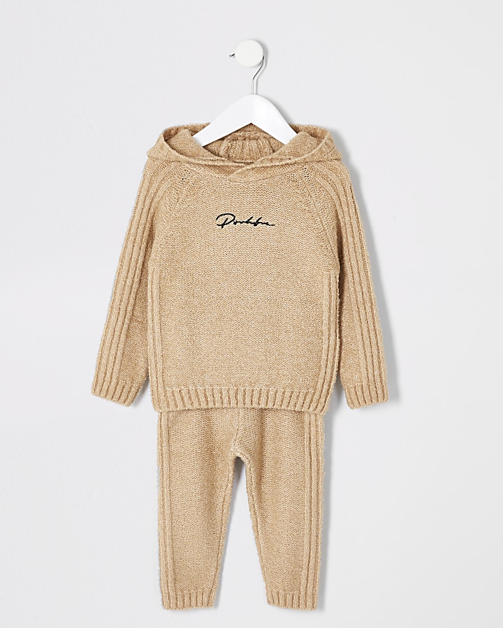 Mini boys light brown Prolific knitted outfit