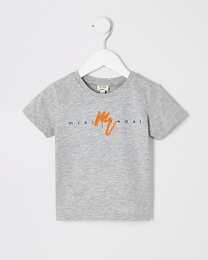 Mini boys grey neon 'Maison Riviera' T-shirt