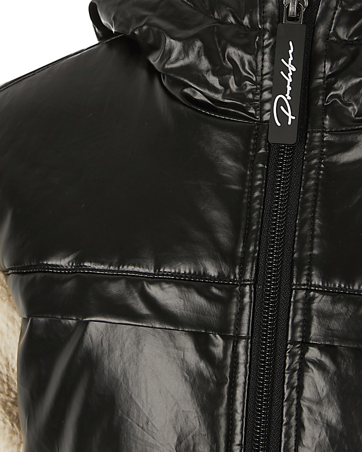 Boys black Prolific fleece puffer jacket