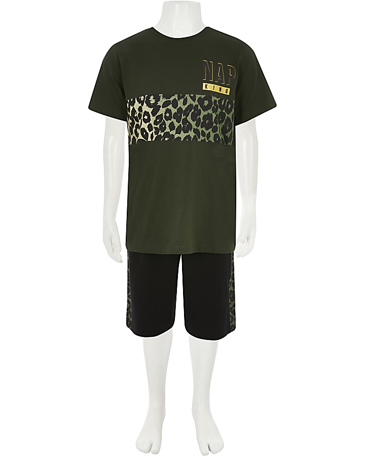 Boys khaki leopard printed pyjamas