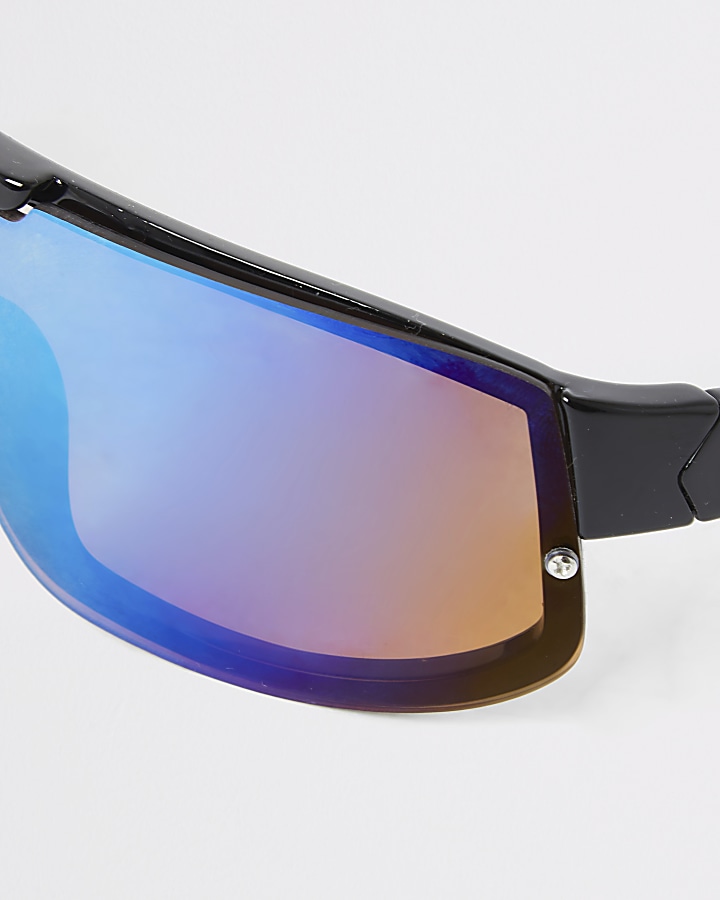 Boys black blue lens visor sports sunglasses