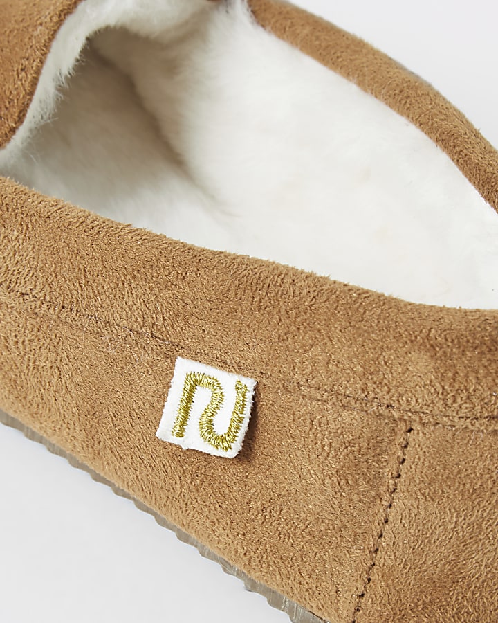 Boys brown moccasin slippers