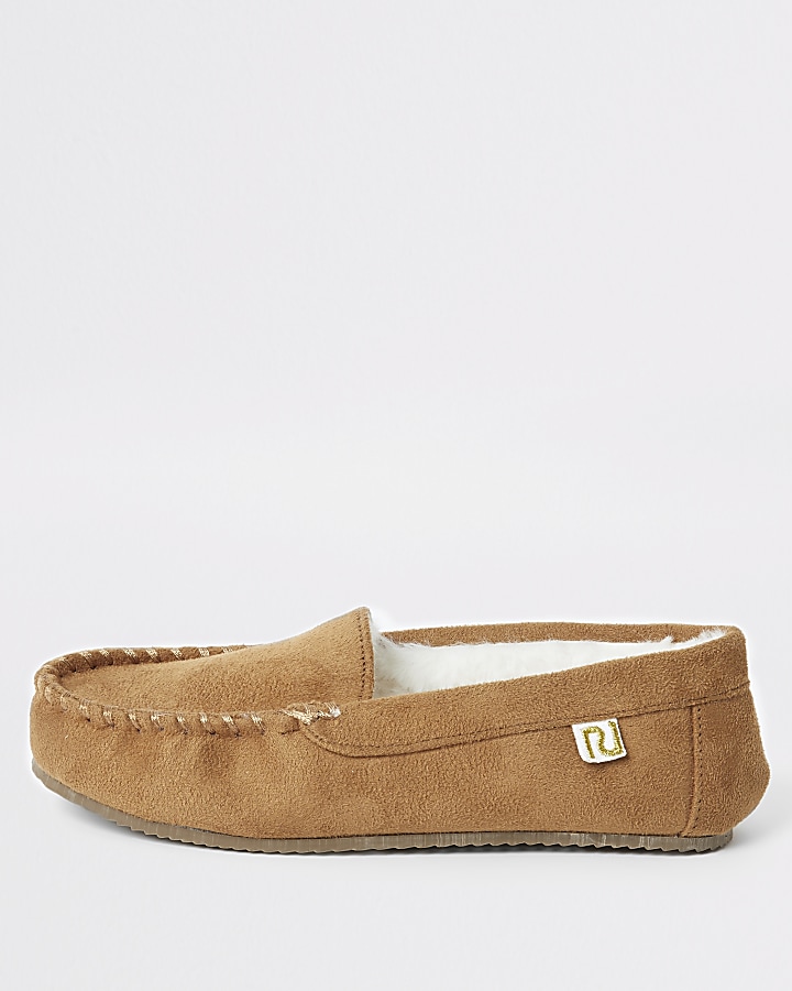 Boys brown moccasin slippers
