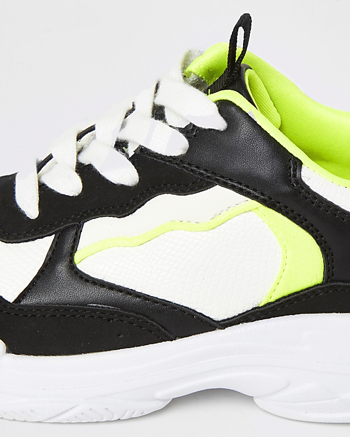 Boys black and neon chunky lace-up trainers