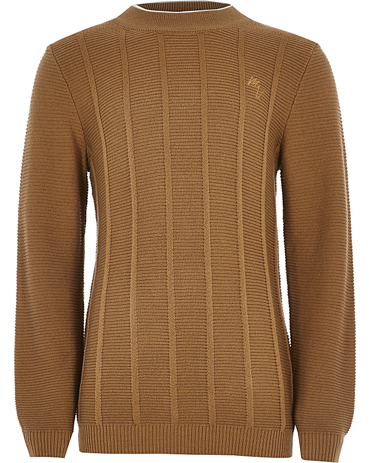 Boys brown Maison Riviera knitted jumper