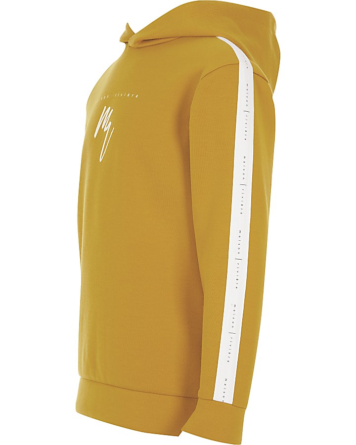 Boys yellow Maison Riviera tape hoodie