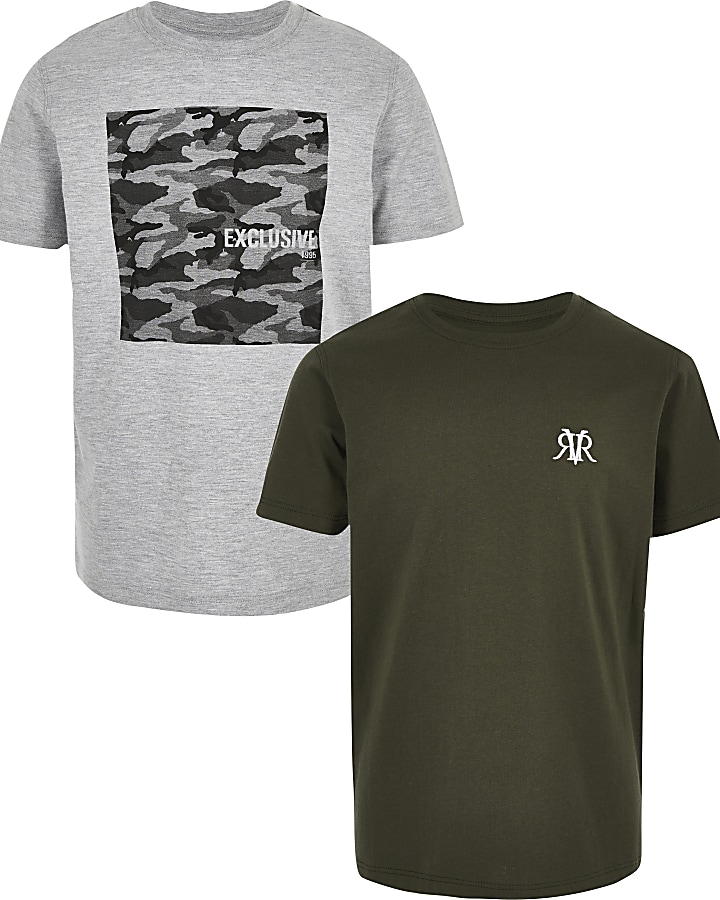 Boys grey and khaki T-shirt multipack