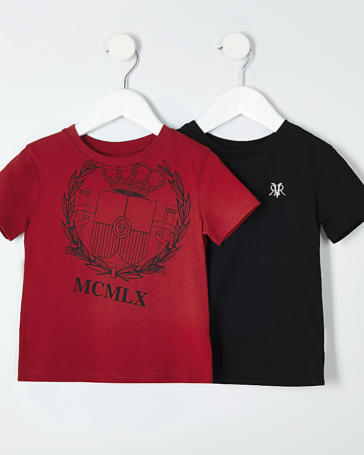 Mini boys red MCMLX print T-shirt multipack