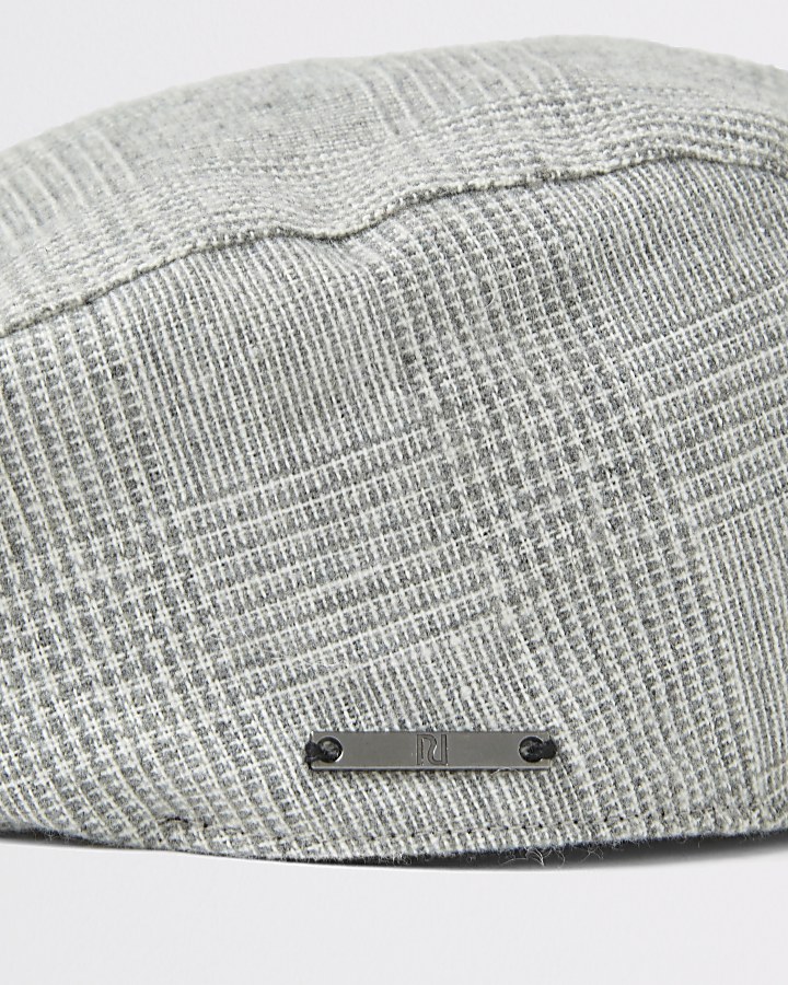 Boys grey check flat cap