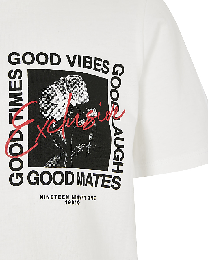 Boys white 'Good vibes' jogger outfit
