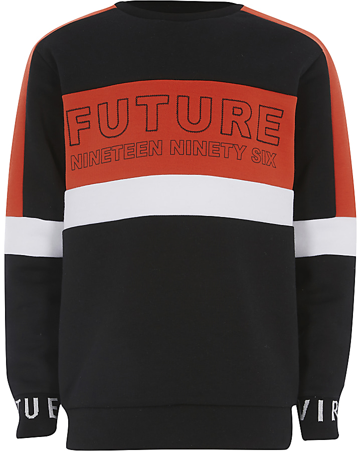Boys red 'Future' colour block sweatshirt
